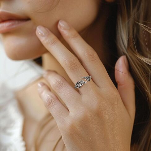 EUDORA Persephone Greek Goddess Rings for Women S925 Sterling Silver, Vintage Persephone Greek Goddess of The Spring and Underworld Vegetation Adjustable Open Ring Jewelry Gifts for Women in Kuwait