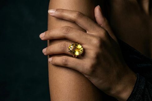 Oval Lemon Quartz Ring - Gold Filled Yellow Stone - Large Prong Set Center - Oval Gemstone Statement - Birthday Proposal Gift - Modern Gold Band in Kuwait