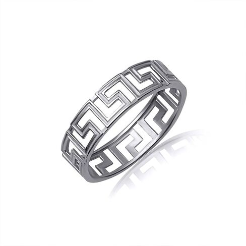 Claddagh Gold Solid Sterling SIlver Greek Key Eternity Band Ring in Saudi Arabia