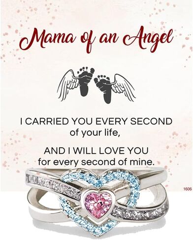37JEWELRY Pink & Blue Cubic Zirconia Band Ring for women Memorial Self Love Miscarriage Rings, Mama of An Angle Pink Jewelry Gift for Women in Saudi Arabia