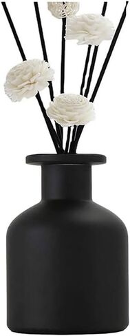 Glass Diffuser Bottles Empty Refillable Glass Container Jar 150ml / 5oz Fragrance Accessories DIY Replacement Diffuser Sticks Sets for Essential Oils Reed Sticks Crafts Spa Home Decoration (Black) in Saudi Arabia