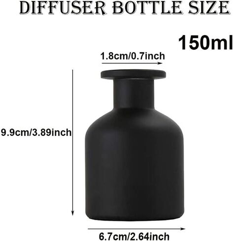 Glass Diffuser Bottles Empty Refillable Glass Container Jar 150ml / 5oz Fragrance Accessories DIY Replacement Diffuser Sticks Sets for Essential Oils Reed Sticks Crafts Spa Home Decoration (Black) in Saudi Arabia