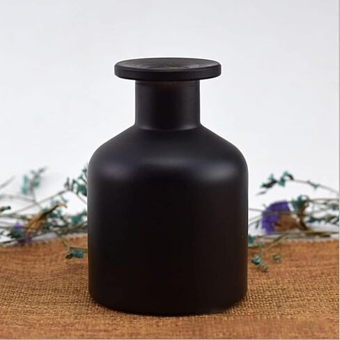 Glass Diffuser Bottles Empty Refillable Glass Container Jar 150ml / 5oz Fragrance Accessories DIY Replacement Diffuser Sticks Sets for Essential Oils Reed Sticks Crafts Spa Home Decoration (Black) in Saudi Arabia