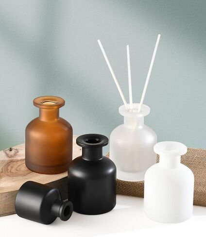 Glass Diffuser Bottles Empty Refillable Glass Container Jar 150ml / 5oz Fragrance Accessories DIY Replacement Diffuser Sticks Sets for Essential Oils Reed Sticks Crafts Spa Home Decoration (Black) in Saudi Arabia