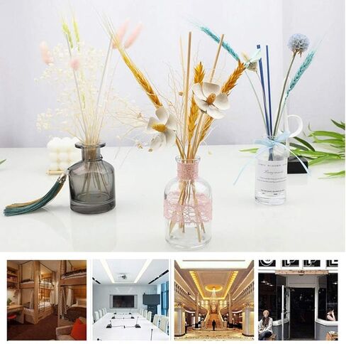Glass Diffuser Bottles Empty Refillable Glass Container Jar 150ml / 5oz Fragrance Accessories DIY Replacement Diffuser Sticks Sets for Essential Oils Reed Sticks Crafts Spa Home Decoration (Black) in Saudi Arabia