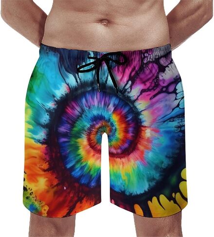 Mens Tie Dye Quick Dry Printed Short Swim Trunks with Mesh Lining Swimwear Bathing Suits,Colourful,L, Large in Saudi Arabia