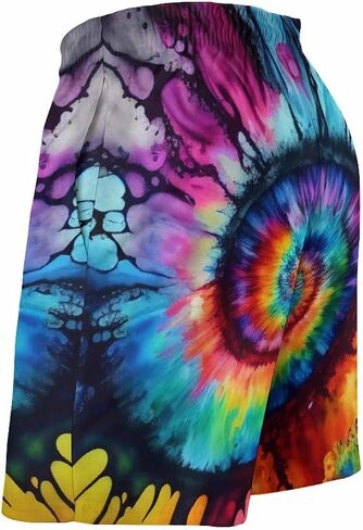 Mens Tie Dye Quick Dry Printed Short Swim Trunks with Mesh Lining Swimwear Bathing Suits,Colourful,L, Large in Saudi Arabia