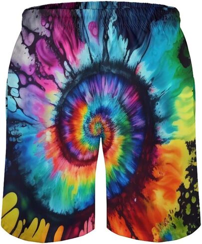 Mens Tie Dye Quick Dry Printed Short Swim Trunks with Mesh Lining Swimwear Bathing Suits,Colourful,L, Large in Saudi Arabia