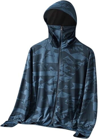 Sun Shirts for Men Long Sleeve UV Protection Zipper Hooded UPF 50+ Fishing Outdoor Hoodie Outdoor Rash Guard Swim Top in Saudi Arabia