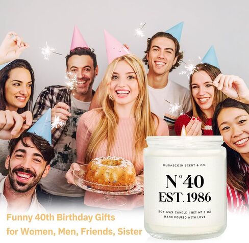 40th Birthday Gifts Women, 1986 Birthday Gifts for Women Men, Turning 40 Year Old Birthdays Decorations for Wife, Mom, Sisters, Friends, Happy 40th Bday Candle, Lavender, 7oz in Saudi Arabia
