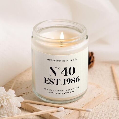 40th Birthday Gifts Women, 1986 Birthday Gifts for Women Men, Turning 40 Year Old Birthdays Decorations for Wife, Mom, Sisters, Friends, Happy 40th Bday Candle, Lavender, 7oz in Saudi Arabia