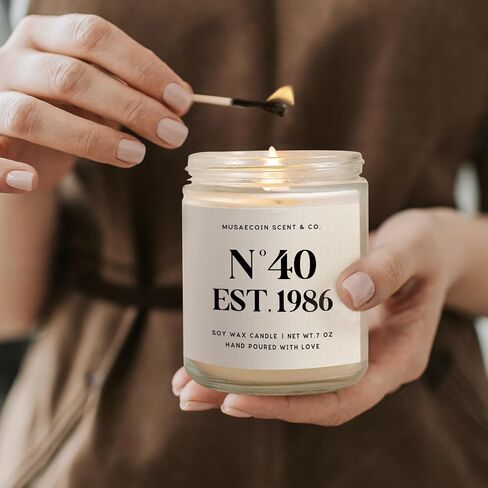 40th Birthday Gifts Women, 1986 Birthday Gifts for Women Men, Turning 40 Year Old Birthdays Decorations for Wife, Mom, Sisters, Friends, Happy 40th Bday Candle, Lavender, 7oz in Saudi Arabia