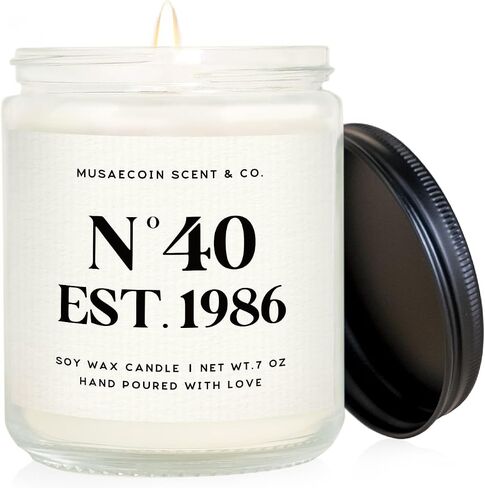 40th Birthday Gifts Women, 1986 Birthday Gifts for Women Men, Turning 40 Year Old Birthdays Decorations for Wife, Mom, Sisters, Friends, Happy 40th Bday Candle, Lavender, 7oz in Saudi Arabia