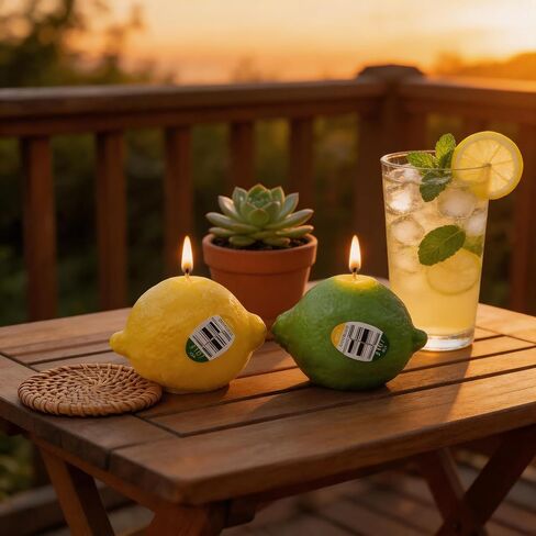 Lemon Shape Scented Candles Set,2 Pack Realistic Fruit Shape Soy Wax Aroma Decorative Candles,Fresh Citrus Scent for Bright Kitchen Decor,Summer Wedding Favors in Saudi Arabia