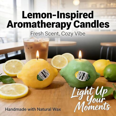 Lemon Shape Scented Candles Set,2 Pack Realistic Fruit Shape Soy Wax Aroma Decorative Candles,Fresh Citrus Scent for Bright Kitchen Decor,Summer Wedding Favors in Saudi Arabia