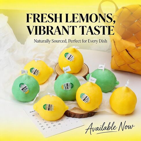Lemon Shape Scented Candles Set,2 Pack Realistic Fruit Shape Soy Wax Aroma Decorative Candles,Fresh Citrus Scent for Bright Kitchen Decor,Summer Wedding Favors in Saudi Arabia