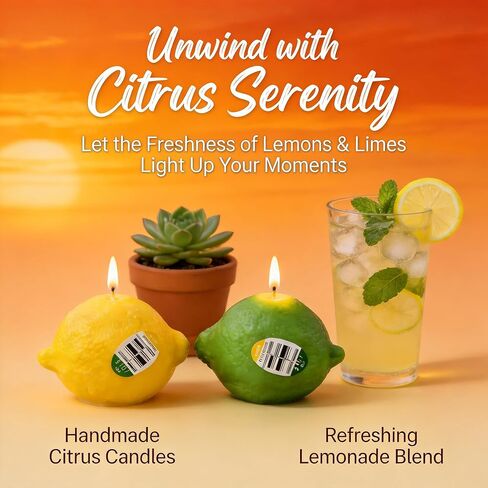 Lemon Shape Scented Candles Set,2 Pack Realistic Fruit Shape Soy Wax Aroma Decorative Candles,Fresh Citrus Scent for Bright Kitchen Decor,Summer Wedding Favors in Saudi Arabia
