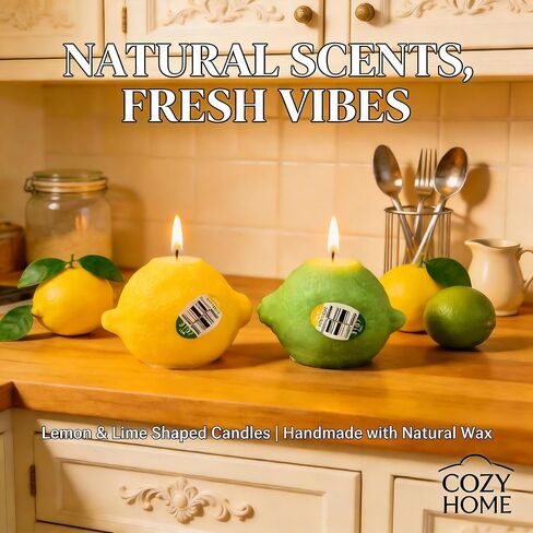 Lemon Shape Scented Candles Set,2 Pack Realistic Fruit Shape Soy Wax Aroma Decorative Candles,Fresh Citrus Scent for Bright Kitchen Decor,Summer Wedding Favors in Saudi Arabia