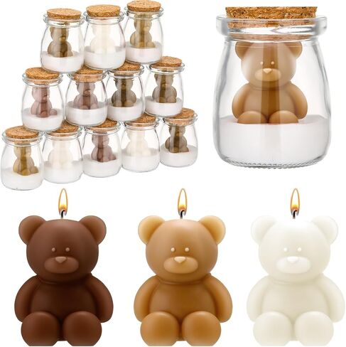 MTLEE 20 Sets Bear Baby Shower Favors Party Candle Mason Jar Wax Candle Bulk for Guest Baby Shower Boys Girls Wedding Gender Reveal Party Decorations in Kuwait