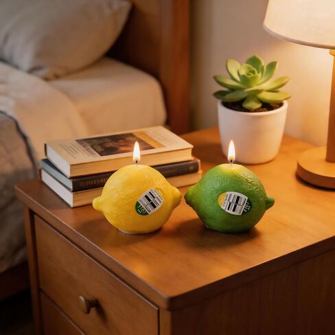 Lemon Shape Scented Candles Set,2 Pack Realistic Fruit Shape Soy Wax Aroma Decorative Candles,Fresh Citrus Scent for Bright Kitchen Decor,Summer Wedding Favors in Saudi Arabia