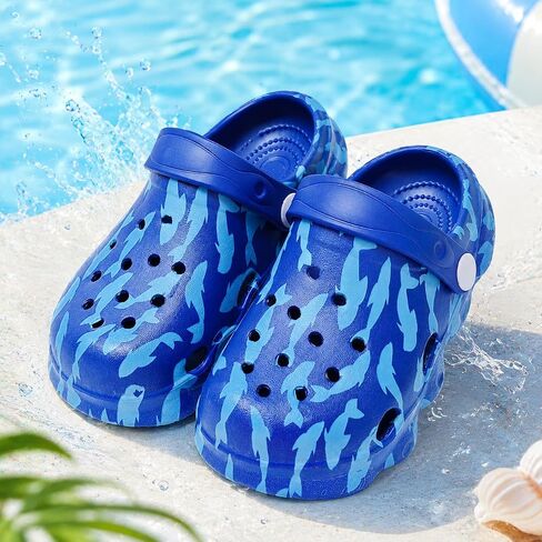 Cute Shark Clogs Lightweight Garden Shoes Boys Girls Slides Slippers Indoor Outdoor Children Water Shower Beach Pool Sandals in Kuwait