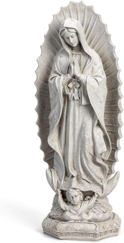 Virgen de Guadalupe Statue, Our Lady of Guadalupe Statue Virgin Mary Figurine, 11.8 Inch Catholic Religious Home Decor Gift for Women, Resin Indoor Outdoor Garden Statuary Religious Décor (Beige) in Saudi Arabia
