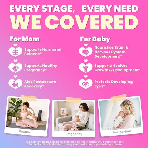 LILICARE Prenatal Vitamins for Women, Prenatal Gummies with 1080mcg Methylfolate, Vegan Omega-3(DHA+EPA), Iron, 450mg Choline, D3, K2, B12, Supports Before During & After Pregnancy, Sugar-Free 60Cts in Saudi Arabia