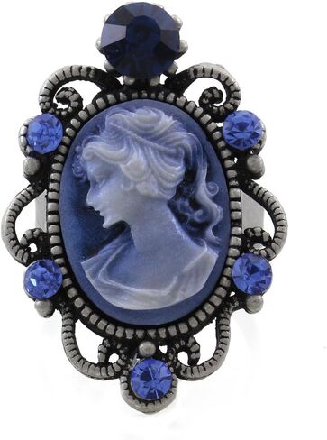 Dark Navy Blue Cameo Ring Adjustable Size Band Women Lady Fashion Jewelry in Saudi Arabia