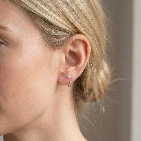 Backless Earrings for Women Opal Half Hoop Pokeless No Back Earrings Piercing Jewelry in Kuwait