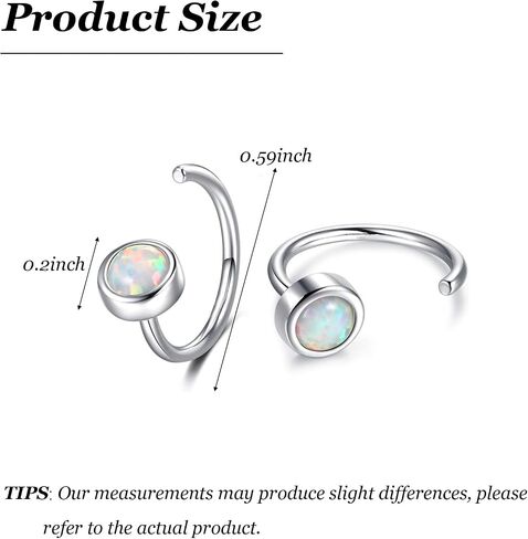 Backless Earrings for Women Opal Half Hoop Pokeless No Back Earrings Piercing Jewelry in Kuwait