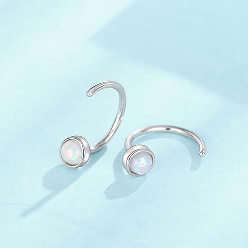 Backless Earrings for Women Opal Half Hoop Pokeless No Back Earrings Piercing Jewelry in Kuwait