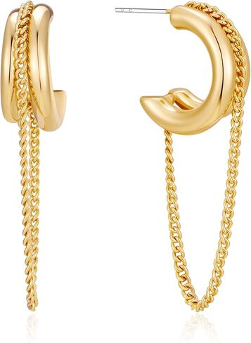 Gold Silver Tassel Chain Hoop Earrings for Women Trendy Dangling Earrings Hypoallergenic Fashion Jewelry Gifts in Saudi Arabia