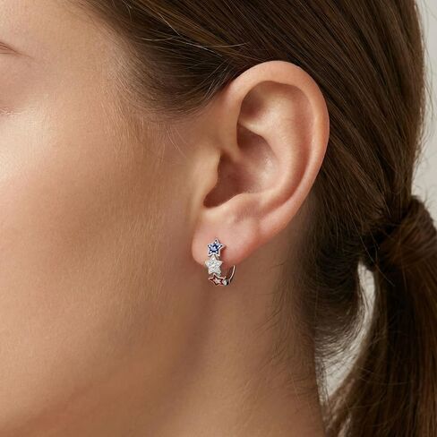 4th of July Earrings 18K White Gold Plated Independence Day Hoop Earrings American Flag Patriotic Jewelry for Women in Saudi Arabia