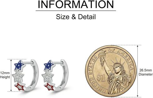 4th of July Earrings 18K White Gold Plated Independence Day Hoop Earrings American Flag Patriotic Jewelry for Women in Saudi Arabia
