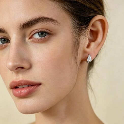 14K Gold Plated Brass Pear-Shaped CZ Huggie Earrings for Women, Teardrop Cubic Zirconia Dainty Small Hoops for Everyday Wear in Saudi Arabia