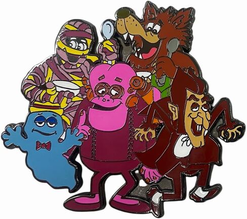 Monster Mash Collectible Hard Enamel Lapel Pin, Black Nickel Plated, 2 Inches, Cereal Mascots Design, Dual Post Backing in Kuwait