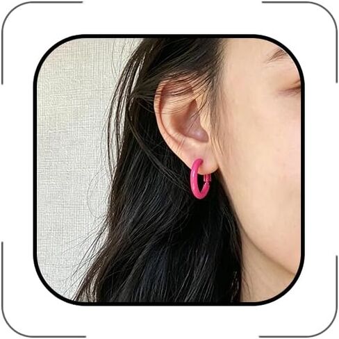 Colorful Round Hoop Earrings for Women 80s 90s Classic Small Hoop Earrings Retro Neon Candy-Colored Circle Dangle Earrings Jewelry for Party Birthday Gift in Saudi Arabia
