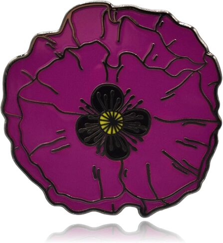 Purple Poppy Flower Hard Enamel Pin in Kuwait