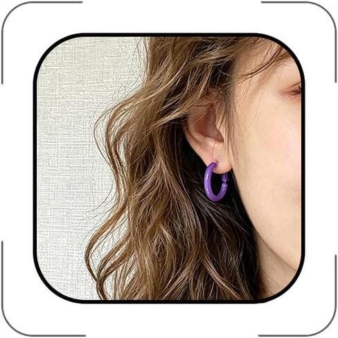 Colorful Round Hoop Earrings for Women 80s 90s Classic Small Hoop Earrings Retro Neon Candy-Colored Circle Dangle Earrings Jewelry for Party Birthday Gift in Saudi Arabia