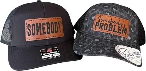 BUBBLEHEAD INK Somebody's Problem Hat, Matching Hats for Couples, Couples Hats for Him and Her, Somebody's Problem Ponytail Hat Charcoal Black in Saudi Arabia