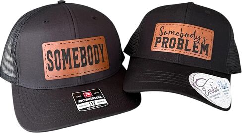 BUBBLEHEAD INK Somebody's Problem Hat, Matching Hats for Couples, Couples Hats for Him and Her, Somebody's Problem Ponytail Hat Charcoal Black in Saudi Arabia