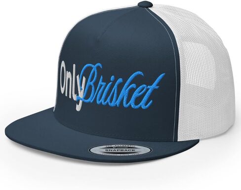 NX Only Brisket Embroidered Flat Bill Trucker Hat High Crown Adjustable Cap in Kuwait