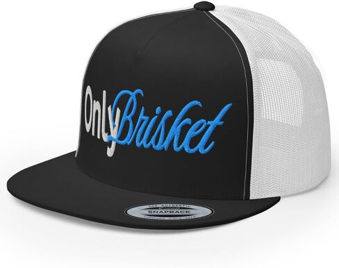 NX Only Brisket Embroidered Flat Bill Trucker Hat High Crown Adjustable Cap in Kuwait