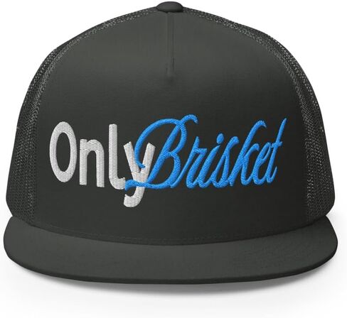 NX Only Brisket Embroidered Flat Bill Trucker Hat High Crown Adjustable Cap in Kuwait