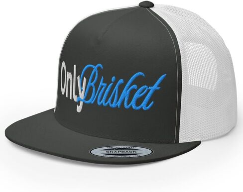 NX Only Brisket Embroidered Flat Bill Trucker Hat High Crown Adjustable Cap in Kuwait