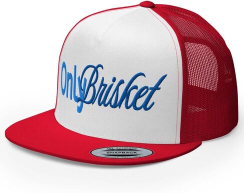 NX Only Brisket Embroidered Flat Bill Trucker Hat High Crown Adjustable Cap in Kuwait