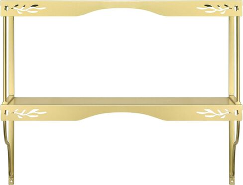 Elegant Gold Wall Shelf — 2 Tier Decorative Metal Storage Floating Shelf with Openwork Floral Pattern, 20" x 24" in Saudi Arabia