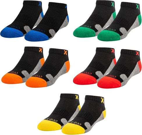 Odd Sox Basix, Athletic Kid Ankle Socks, Low Comfort 3 Block Multi Color 5 Pack Age 7-10 in Kuwait