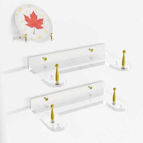 Acrylic Wall Mount Plate Holder, 2 Pcs Adjustable Wall Display Stand, Decorative Hanger for 6-16 Inch Plates, Vinyl Record, Picture Frames, Bowl, Certificate, Artwork - Clear in Kuwait