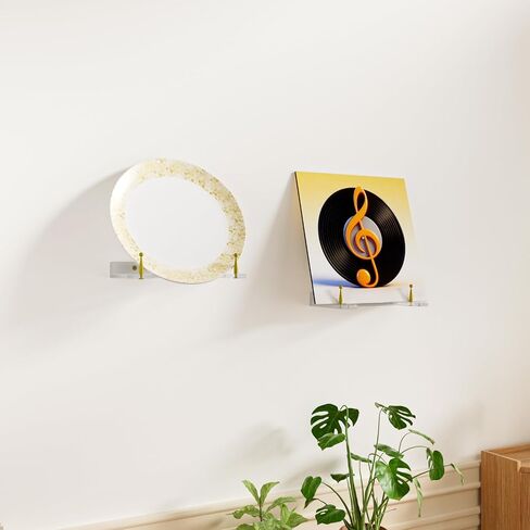 Acrylic Wall Mount Plate Holder, 2 Pcs Adjustable Wall Display Stand, Decorative Hanger for 6-16 Inch Plates, Vinyl Record, Picture Frames, Bowl, Certificate, Artwork - Clear in Kuwait